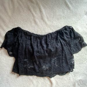 Black Lace Crop Top
